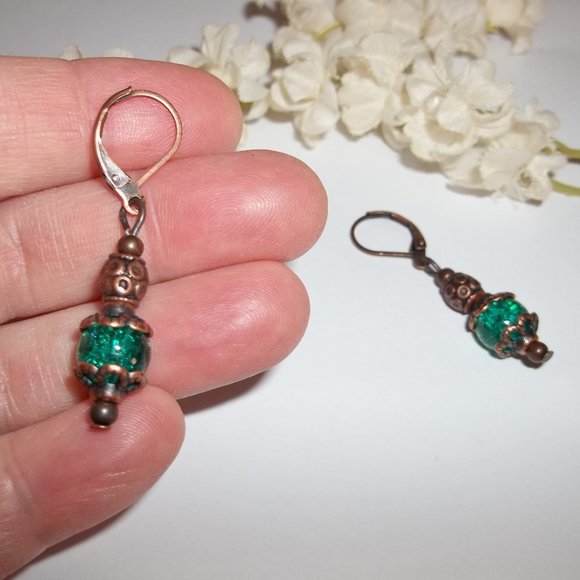 Teal Green Boho Earring Set Handmade Jewelry 5216 - Picture 6 of 8